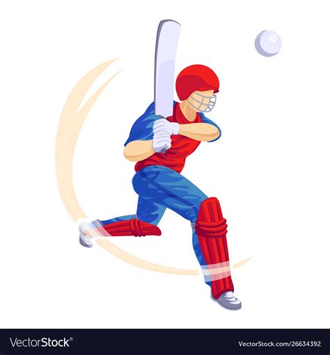 Cricket Player Game Icon Cartoon Style Royalty Free Vector