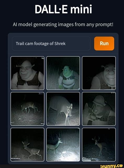 Dalle Mini Al Model Generating Images From Any Prompt Trail Cam Footage Of Shrek Run Ifunny