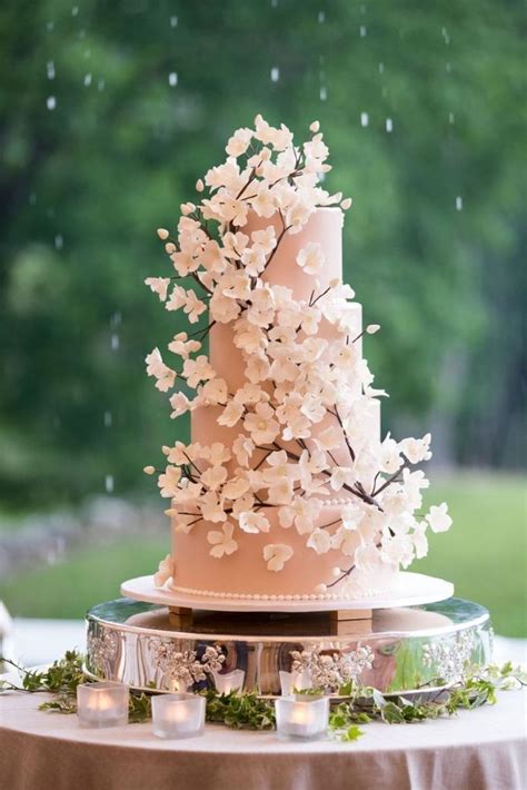 17 Beauty Of A Cherry Blossom Theme Party Weddingtopia Cherry Blossom Wedding Cake Cherry