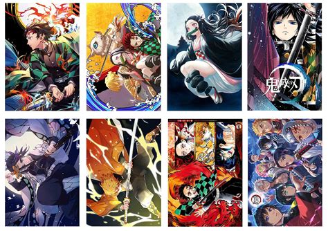 Buy Demon Slayer Posters Kimetsu No Yaiba Poster Set Of 8 Anime Wall