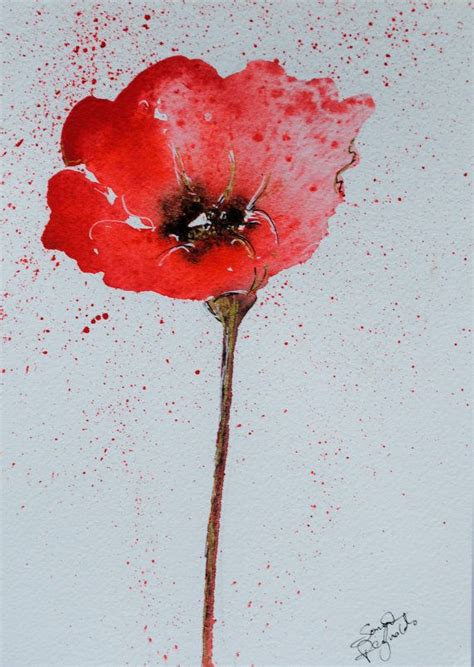 Poppy Watercolour Original Painting Red Art Watercolor Poppies