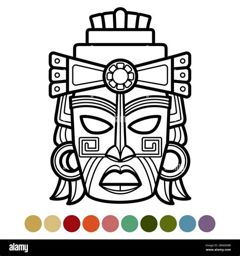 Aztec Mask Coloring Pages