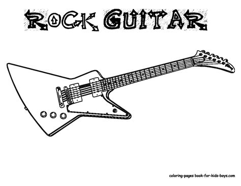 Gritty Guitar Coloring Free Electric Guitar Instrument Coloring