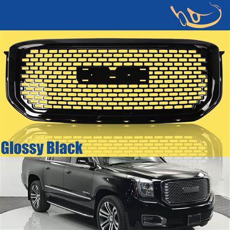 Glossy Black Grill For 2015 2020 Gmc Yukon Xl Denali Style Front Bumper