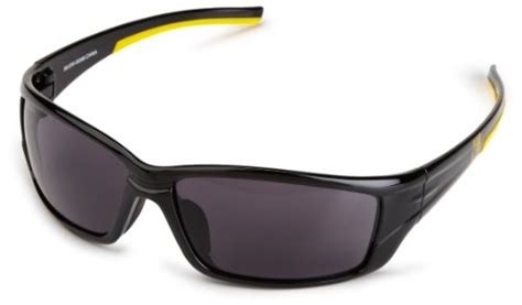 3m Holmes Workwear Safety Eyewear Black Frame Yellow Accented Temples Dark Lens Carrying Bag