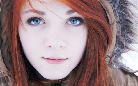 Women Redhead Blue Eyes Closeup Lips