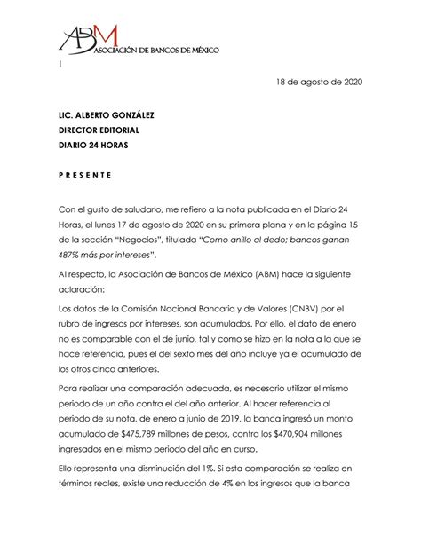 Carta Aclaratoria Abm By Diario 24 Horas Issuu