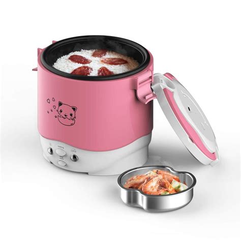 小型炊飯器 12V 携帯 旅行 炊飯器 車内 加熱 保温機能 電気ランチボックスとして使用可能 ピンク