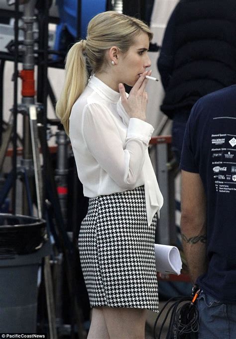 Emma Roberts Puffs On A Cigarette Between Filming Scenes For Scream