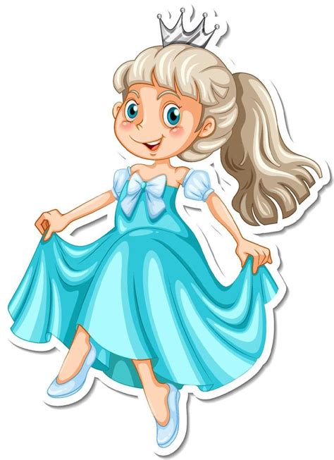 beautiful princess cartoon character sticker 4010400 vector art at vecteezy