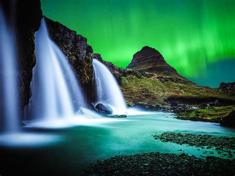 Iceland Waterfall River Night Aurora 4k Ultra Hd 1280x960 Download