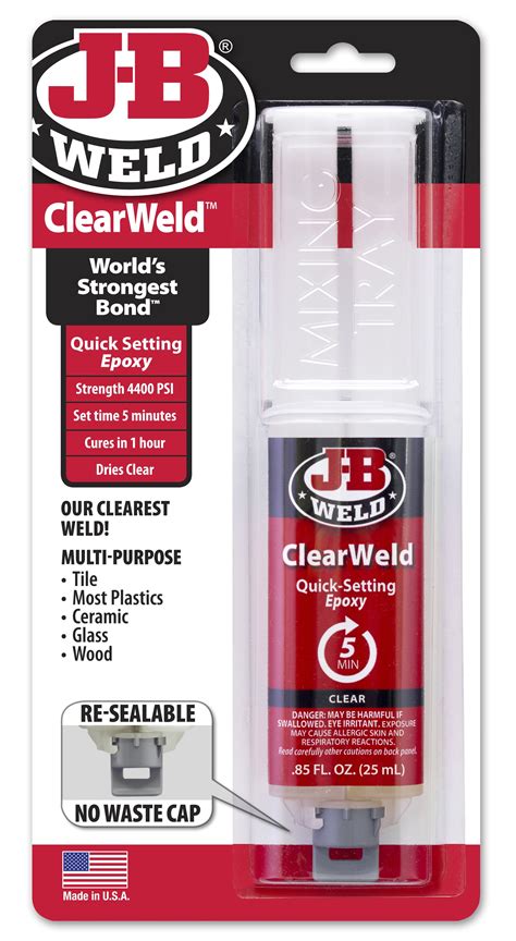 Jb Weld Clearweld Quick Setting Epoxy Adhesive Syringe 50112 Save And