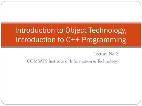 Oop Lec 2introduction To Object Oriented Technology Ppt