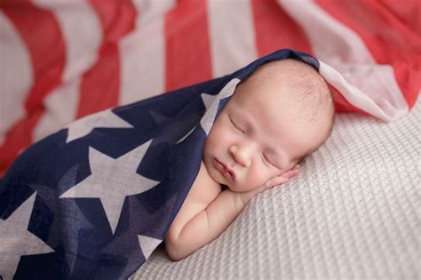 Newborn In An American Flag Precious Stones Photography Newborn Props