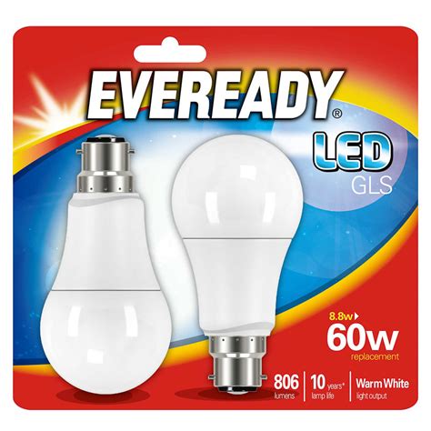 Eveready Led Gls Bulbs B22 60w 2pk Diy Bulbs And Lighting