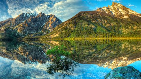 Landscape Hdr Lake Mountain Reflection Wallpapers Hd Desktop And