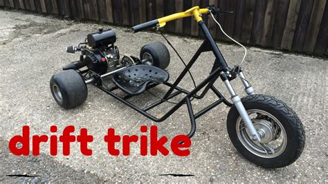 Front wheel is usually standard bike wheel with a brake and pedals. Homemade Drift Trike :: First drive fully assembled! - YouTube