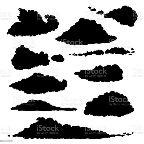 Vector Set Of Clouds Silhouette Stock Illustration Download Image Now