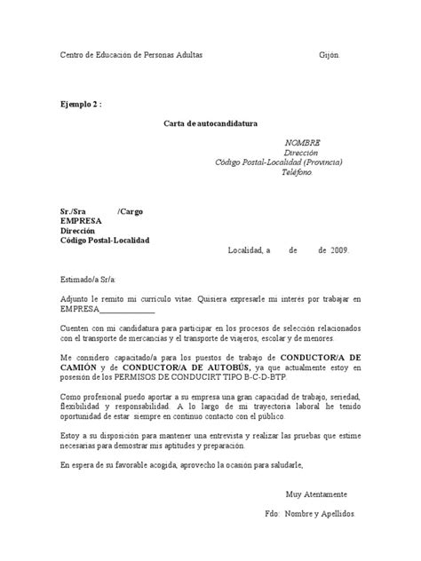 Carta Autocandidatura 2