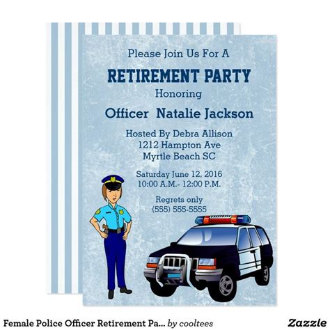Female Police Officer Retirement Party Invitation In 2020