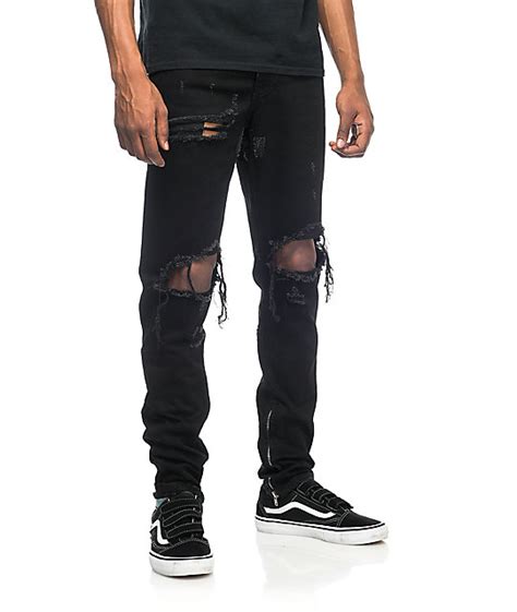 Crysp Denim Pacific Black Ripped Jeans