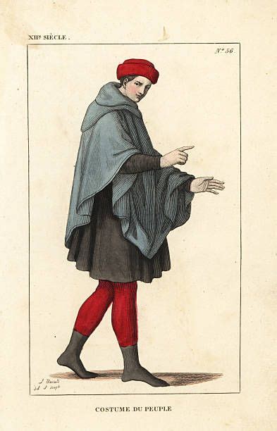 Costume Of A Common Man 12th Century He Wears A Hat A Hooded Short