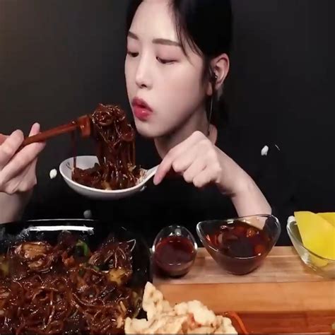 Jajangmyeon With Crispy Sweet And Sour Pork Dumplings And Chili Shrimp Mukbang Pork Meat