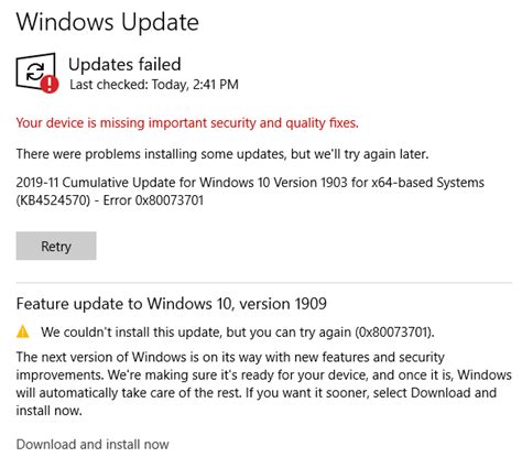 Unable To Update To Windows 10 November 2019 Version 1909 Update