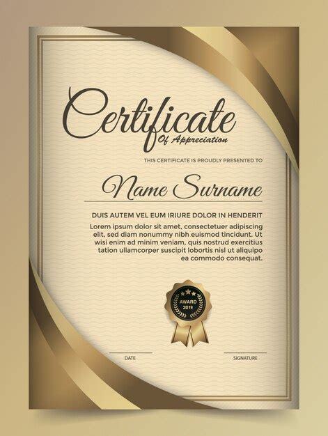 Premium Vector Premium Golden Certificate Template Design