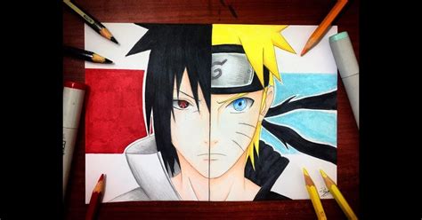 Naruto And Sasuke Drawing Half Face Галерија слика