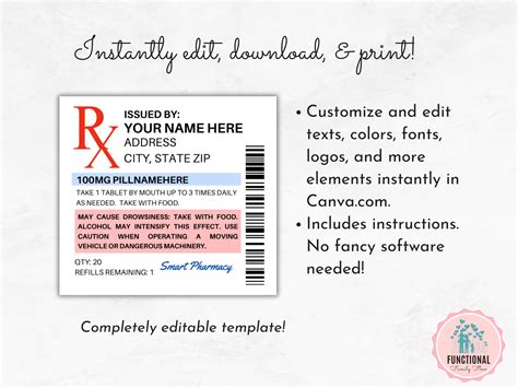 Walgreens Prescription Bottle Label Template