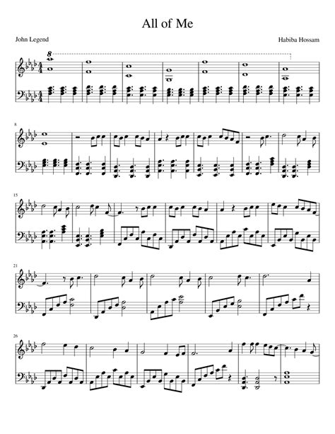 All of me is one of the most searched songs on youtube, having more than 1 billion views till date. All of Me Sheet music for Piano (Solo) | Musescore.com