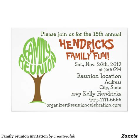 Family reunion invitation | Zazzle.com | Family reunion invitations, Family reunion, Reunion