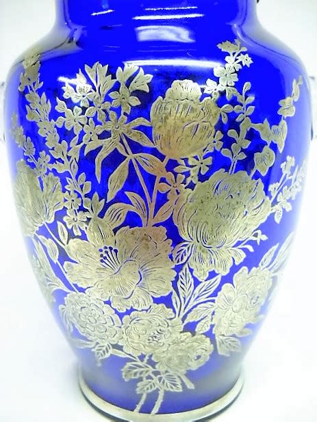 Help Id Blue Glass Vase W Silver Overlay Please Antiques Board