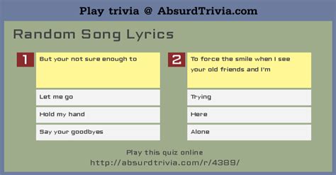Random sample, drumkit, and tutorial generator. Trivia Quiz : Random Song Lyrics