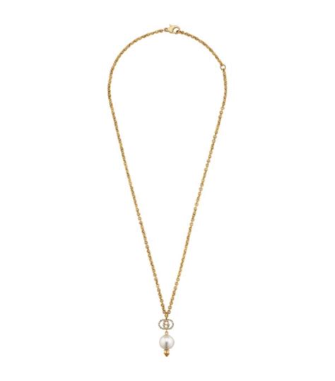 Gucci Glass Pearl Interlocking G Necklace Harrods Uk