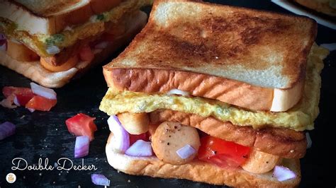 Sausage And Egg Sandwich Double Decker Breakfast Sandwich Youtube