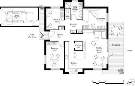 Plan Maison Moderne Avec 3 Pièces ‒ Ooreka