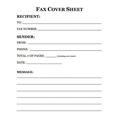 Free Printable Fax Cover Sheet Template Pdf Word Excel Download
