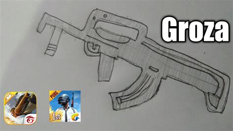 How To Draw A Groza Gun Of Pubg And Free Fire Shn Best Art Youtube