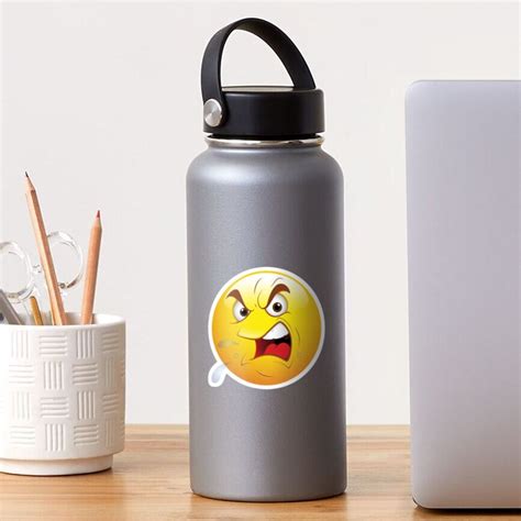 Angry Smiley Face Emoticon Sticker By Allovervintage Redbubble
