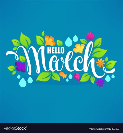 Hello March Banner Design Template With Images Vector Image