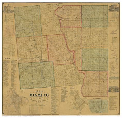 Miami County Ohio 1858 Old Map Reprint Old Maps