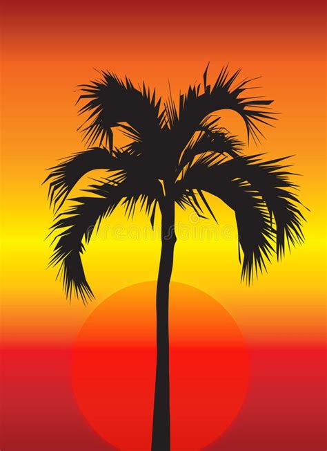 Palm Tree At Sunset A Bright Colorful Sunset Illustration With The