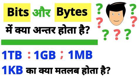 What Is Difference Between Bits And Bytes1tb1gb1mb And 1kb का क्या मतलब होता है Youtube