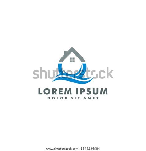 Home Water Logo Designs Vector Illustration Stock Vector Royalty Free