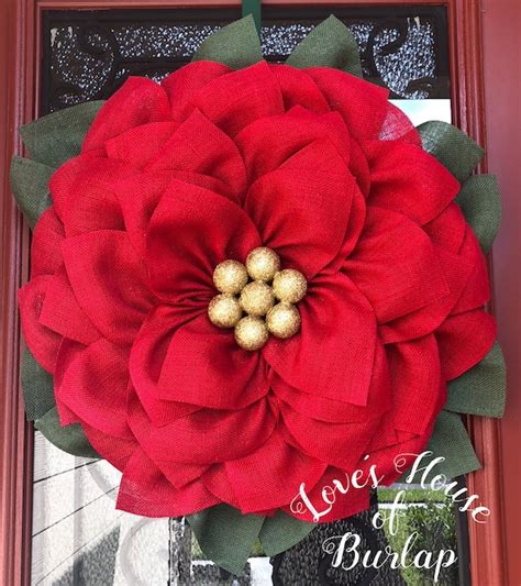 Poinsettia Wreath Christmas Wreath Christmas Flower Wreath Etsy