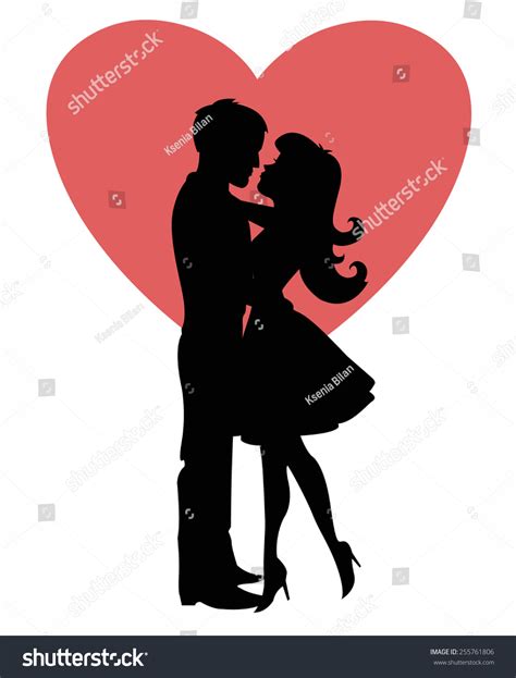 Kissing Couple Silhouette Stock Vector Royalty Free 255761806
