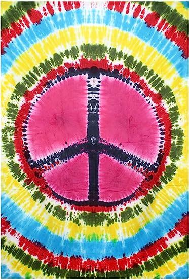 Sunshine Joy Peace Sign Tie Dye Tapestry 60x90 Inches