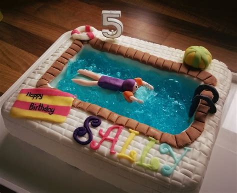 Swimming Pool Themed Cake Home Made Chocolate Biscuit Cake With Sugar